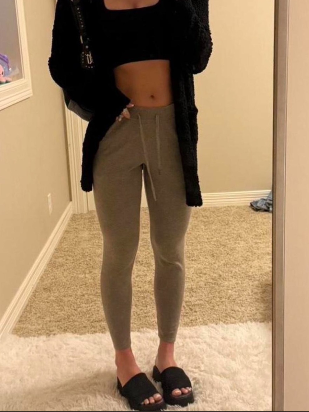 Vintage Olive Drawstring Joggers - Women